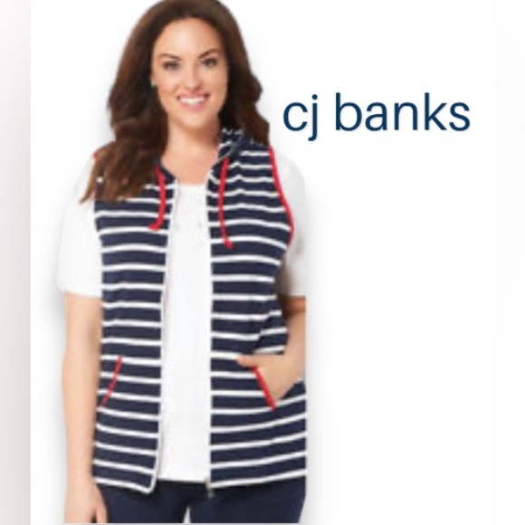 3X Gorgeous CJ Banks Cotton Zip Up Sleeveless Hoodie Vest⚓️ - Picture 3 of 14